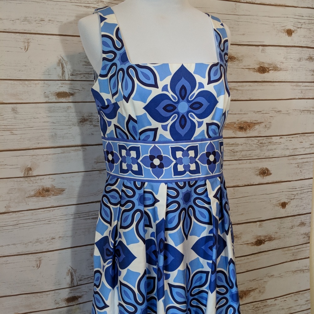 LONDON TIMES Blue Floral A-Line Fit & Flare Dress - Picture 2 of 8